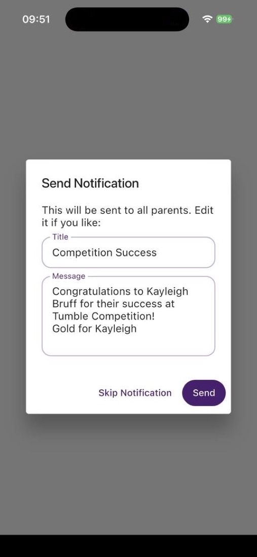 Editing the parent notification before sending